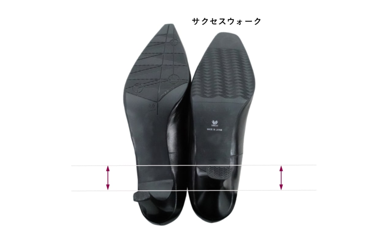 足が疲れにくい秘密はヒールの位置